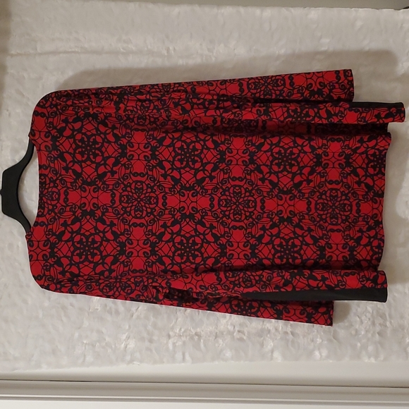 Dana Buchman 'Travel Anywhere' Red black graphic print XXL hem detail - Picture 5 of 10